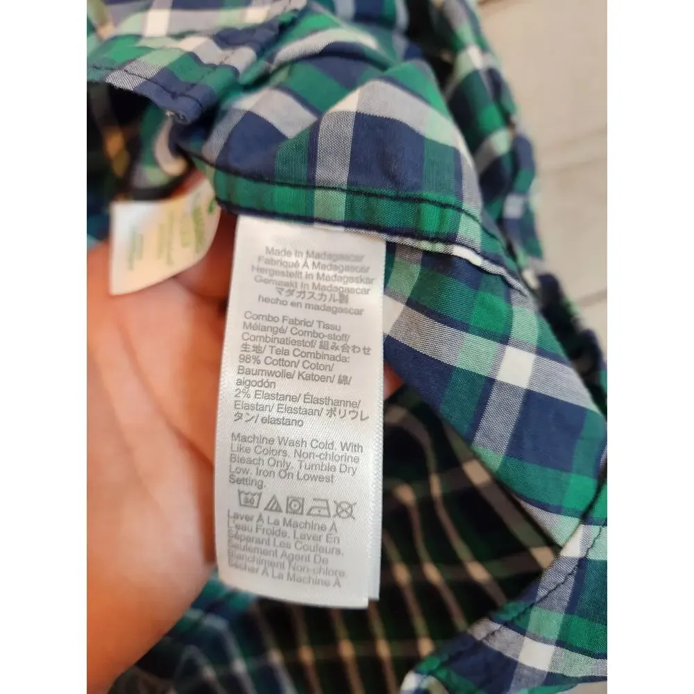 J.‎ Crew Men's Blue Green Plaid Flex Washed Slim Fit Button Down Shirt Size XXL
